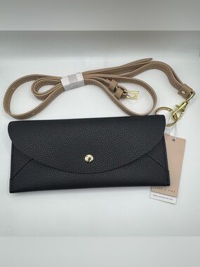 Lark & Ives cross body wallet black and tan with Tags